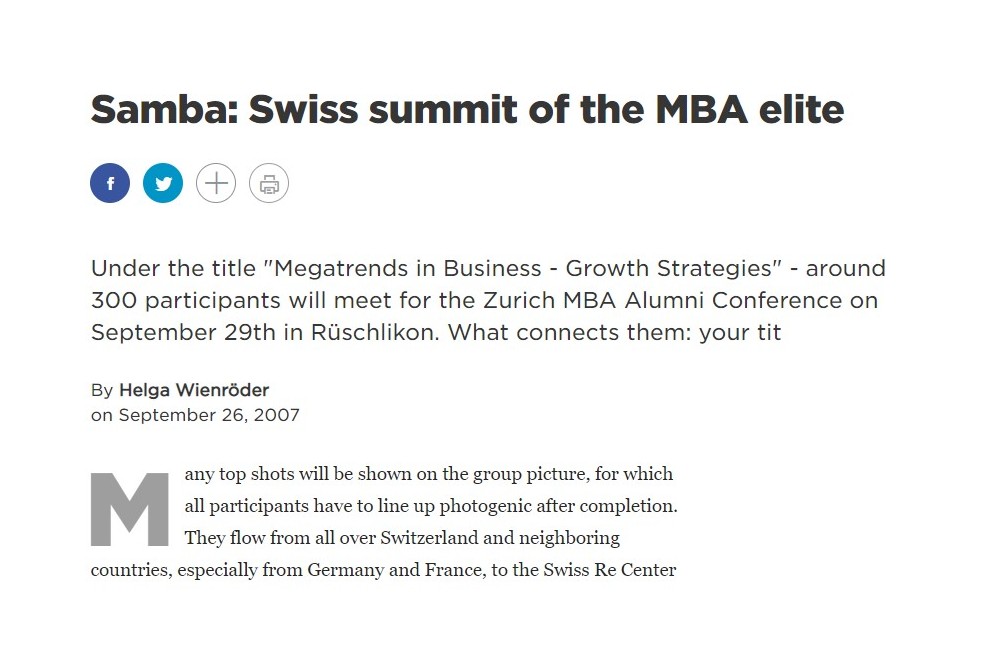 Samba: Swiss summit of the MBA elite