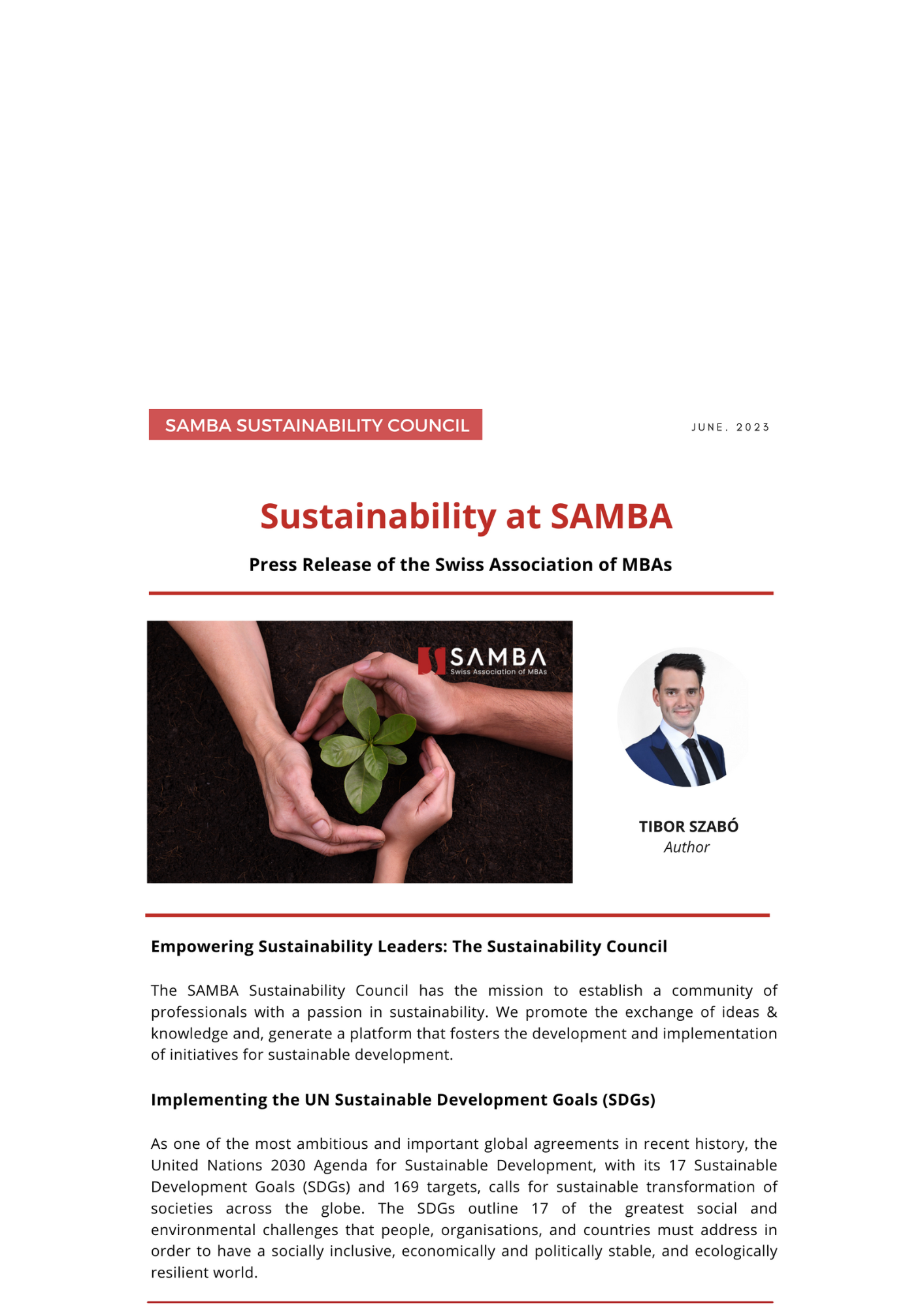 Sustainability at SAMBA