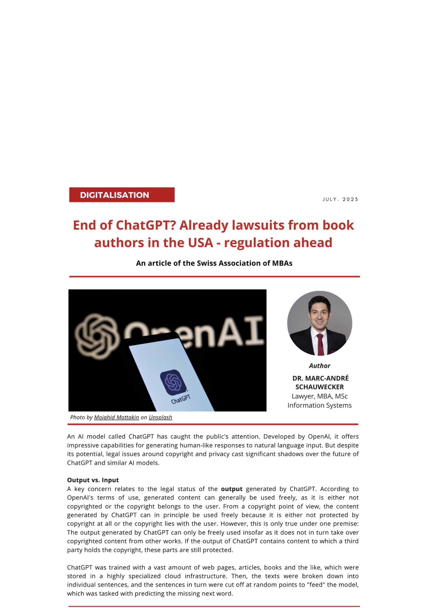 End of ChatGPT? Already lawsuits from book authors in the USA - regulation ahead